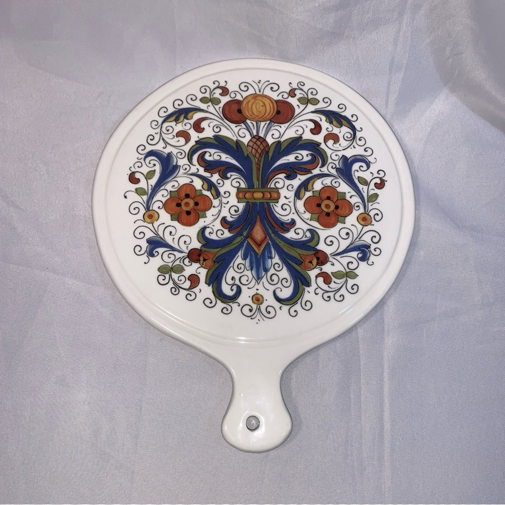 Ceramica Cuore Decal Ricco Italy Decorative Ceramic Trivet Floral Design